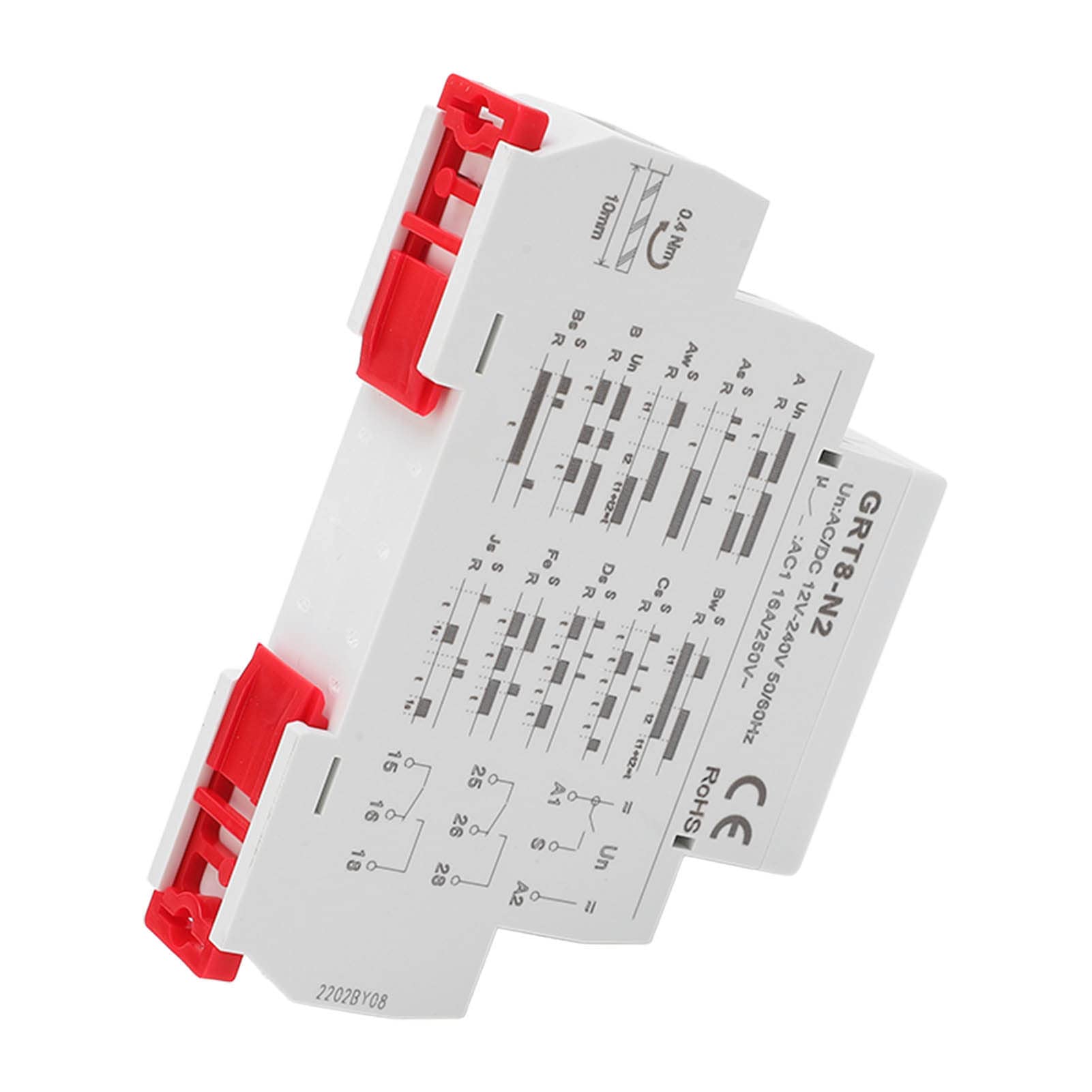Relé temporizador multifuncional con retardo ajustable de 0,1 s a 10 días, indicador LED, carcasa de ABS ignífuga, montaje en riel DIN para sistemas de control industrial,