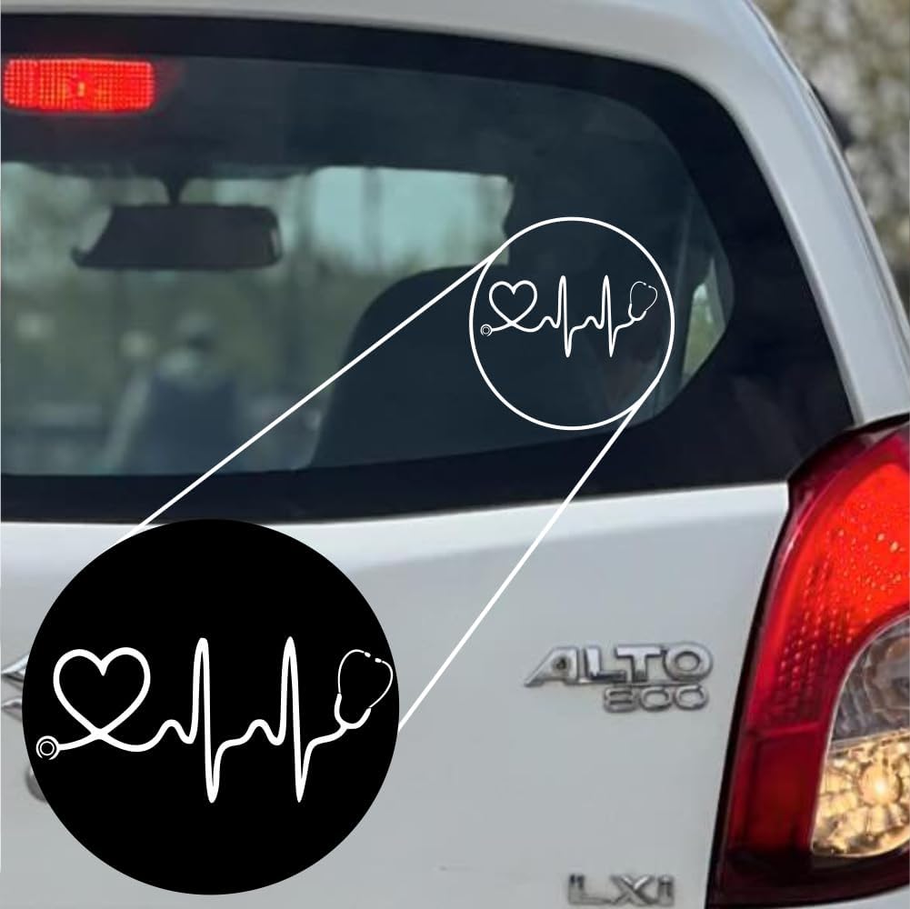 DF Stethoscope Big Heart Vinyl Die-Cut Decal – 8x3.75 inches Bumper Sticker for Windows, Trucks, Cars, Laptops