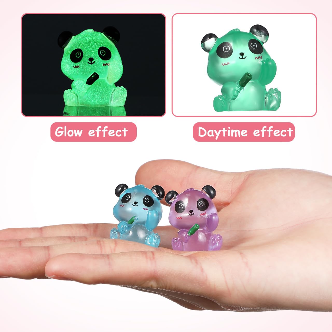 56 Pcs Glow in the Dark Mini Resin Panda Figures Tiny Luminous Animal Figurines for Garden Indoor Decor Miniature Panda Sculptures for Fairy Garden Party Ornaments - Image 4