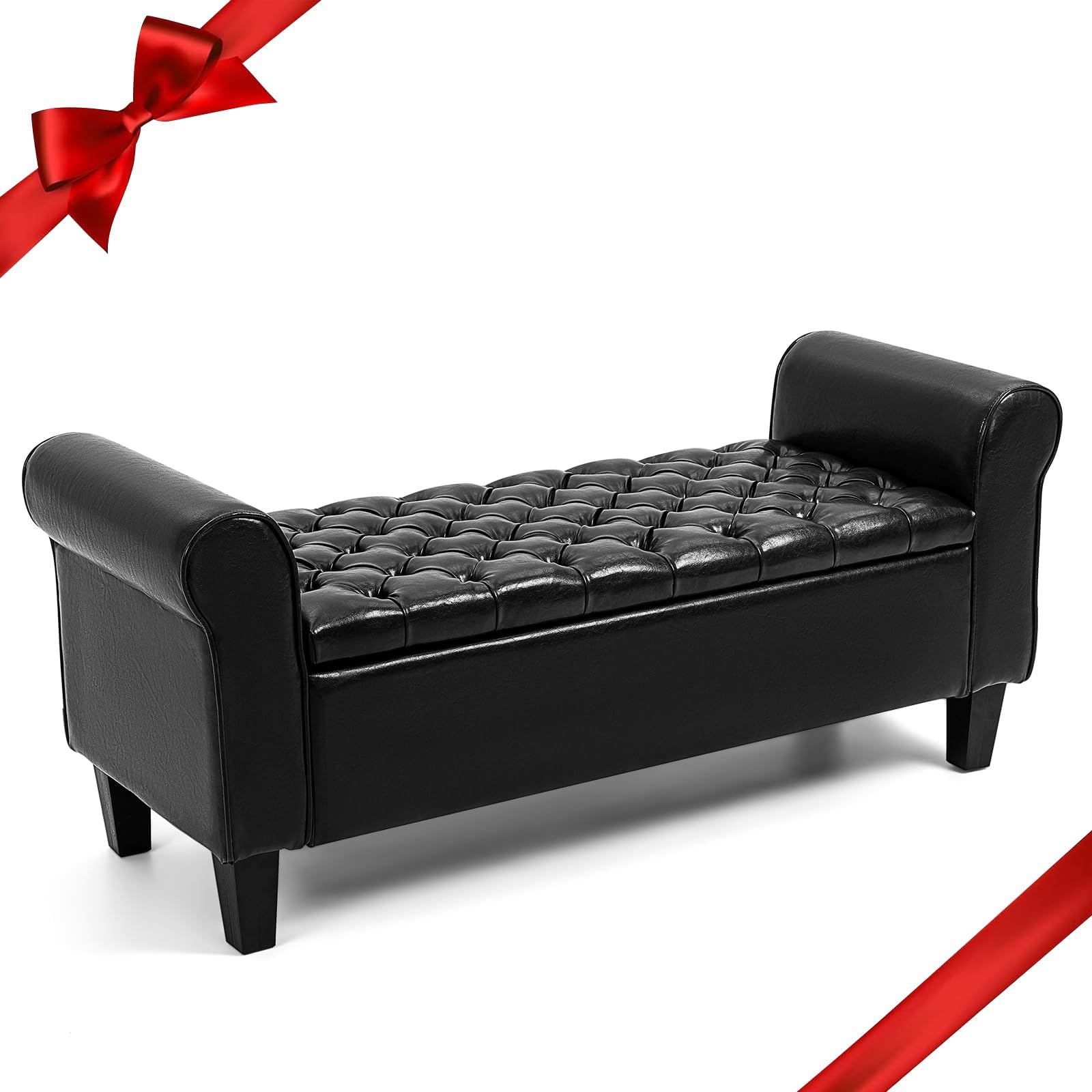 Amazon.com: ECOTOUGE Armed Storage Bench, End of Bed Storage Bench ...