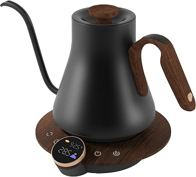 エペイオス(Epeios) 電気ケトル コーヒー 細口ドリップ 0.5℃温度調節 0.9L大容量 1200W高速加熱 モクメ・ナイト・ブラック の商品画像