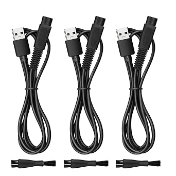 USB Charging Cable Replacement for Skull Shaver Pitbull Gold Pro, Palm, Platinum Series Electric Razor, Compatible with Silver Pro, Butterfly Kiss, Beast Clipper,USB Cable 3-Pack