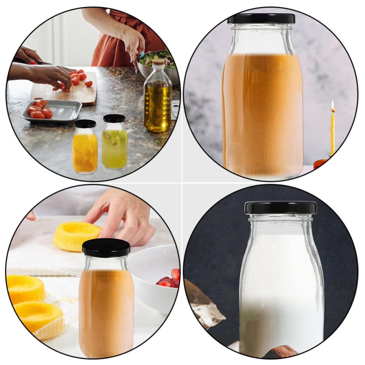 Alipis 10 Pezzi Bottiglia per Yogurt in Vetro 200ml con Chiusura Ermetica