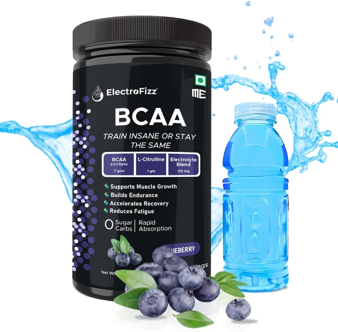 - BCAA 7Gms (2:1:1 formula) with Citrulline & Electrolyte Blend for Muscle Recovery & Endurance - Pre/Post Workout & Intra Workout - 400 gms (Blueberry)