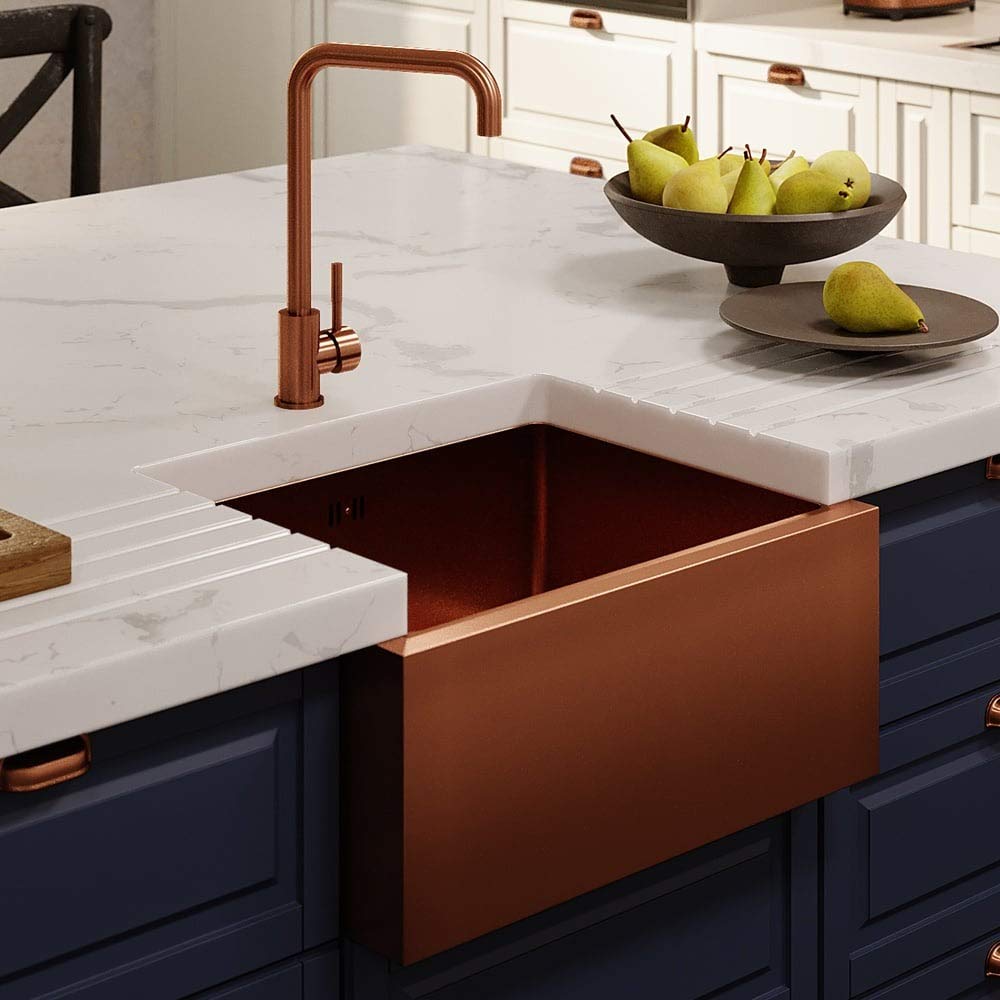 Astini Stainless Steel Belfast 600 1.0 Bowl Copper Brushed Kitchen Sink & Waste