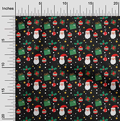 oneOone Cotton Poplin Black Fabric Merry Christmas Sewing Craft Projects Fabric Prints By Yard 56 Inch Wide - FG