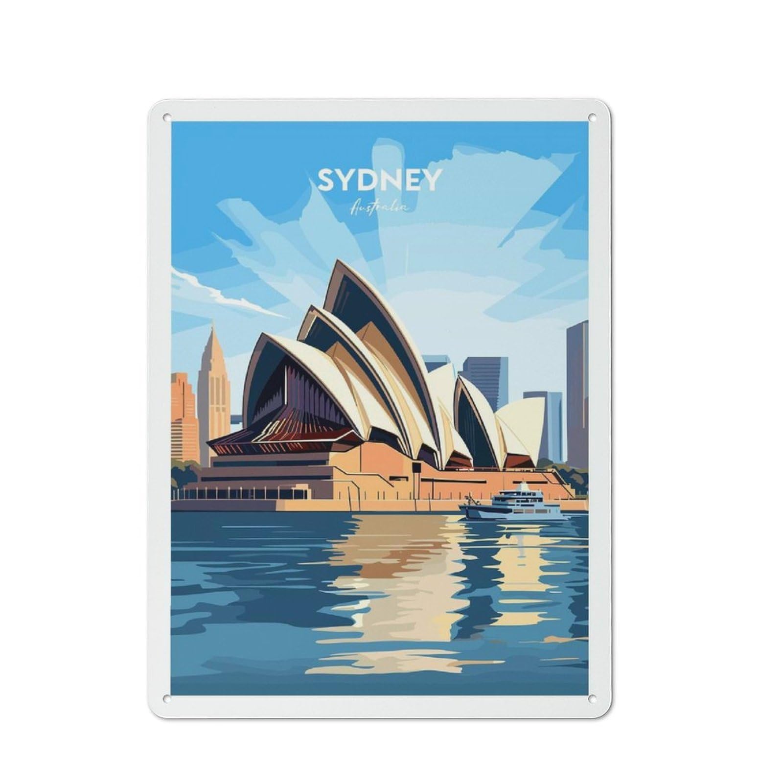 Sydney Travel Bistro Metal Sign 40x30cm, Vintage Cafe Wall Decor for Takeaway, Bar, Kitchen Or Counter Area