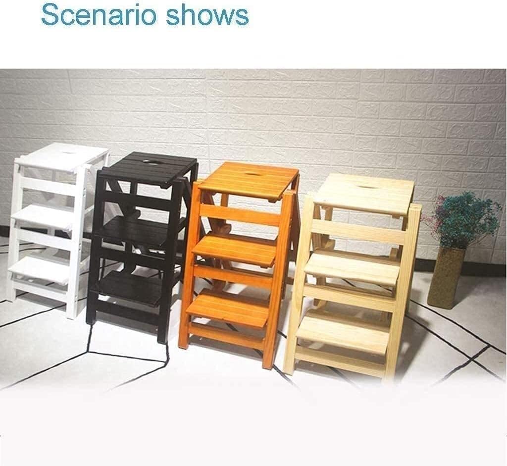 OKUOKA Chair Adult Household Folding Ladder Stool, 3-Step Ladder Seat, Shoe Rack, Flower Rack, Kitchen Max Load 150Kg,Step Stool with Handle Step Stool (Color : B)