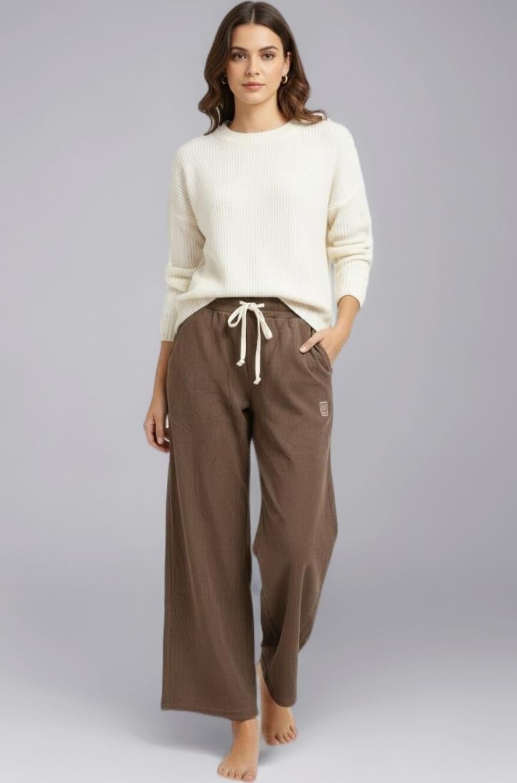 Women’s Wide Leg Lounge Pants – Soft High-Waisted Relaxed Fit Casual Trousers