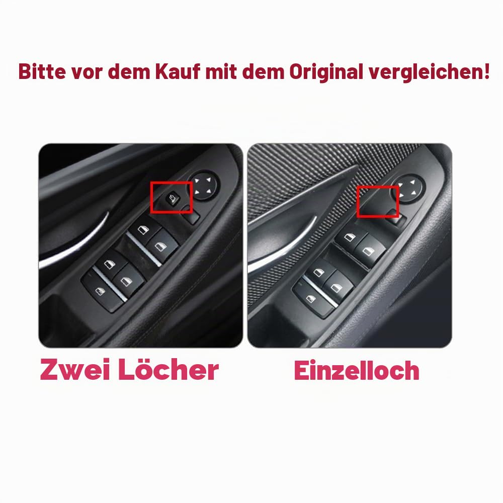 Seitentürgriff für BMW 5er-Serie F10 F11, Innentür-Zuggriff-Verkleidungs-Kits, Ersatz-Fensterschalter, Armlehnenverkleidung für BMW 520, 523, 525, 528, 530, 535 (Schwarz, Einzelne Löcher-7PCS)