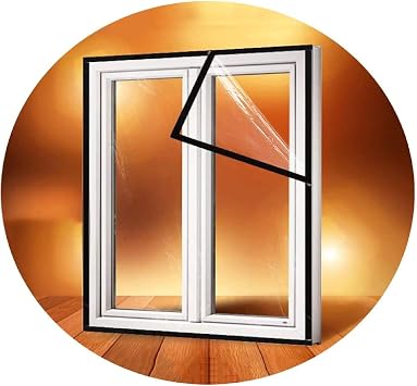 ZHANGQINGXIU Window Insulation Film, Noise Reduction Bedroom Transparent Windshield, Cold-Proof Transparent Adjustable Plastic Wrap Tarp Color Clear, Size 3x3m