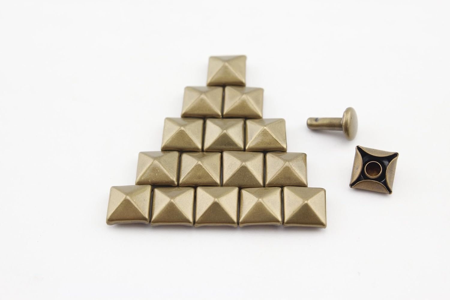 Pyramid Rivet 1/2" / 12mm x 12mm Iron Double Cap, Purse Rivets Studs Spots for Leather Bag Making Clothing Shoes Nickel H141