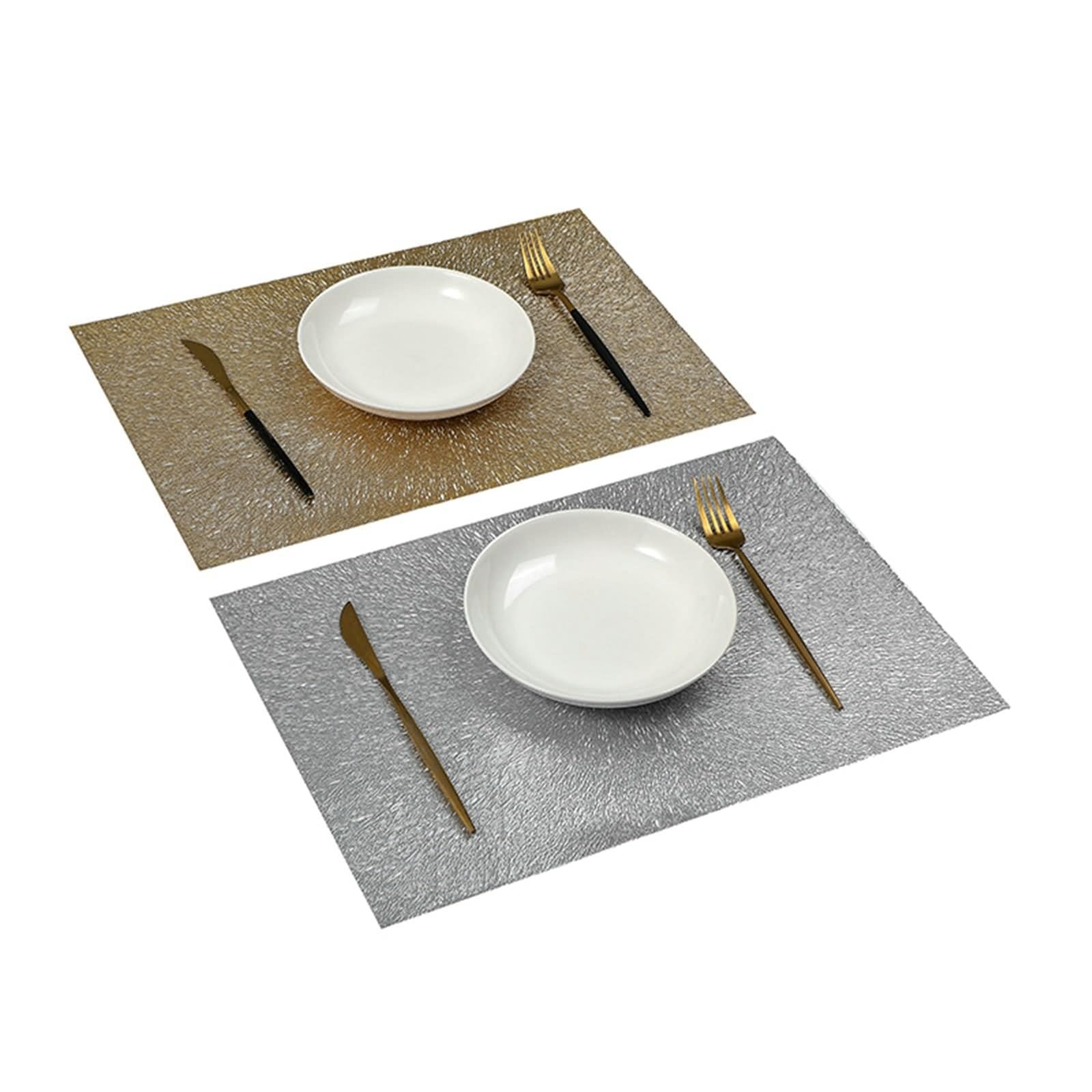 Set di 4 sottopiatti dorati, 45 x 30 cm, tovaglietta autunnale, tinta unita, rettangolare in PVC