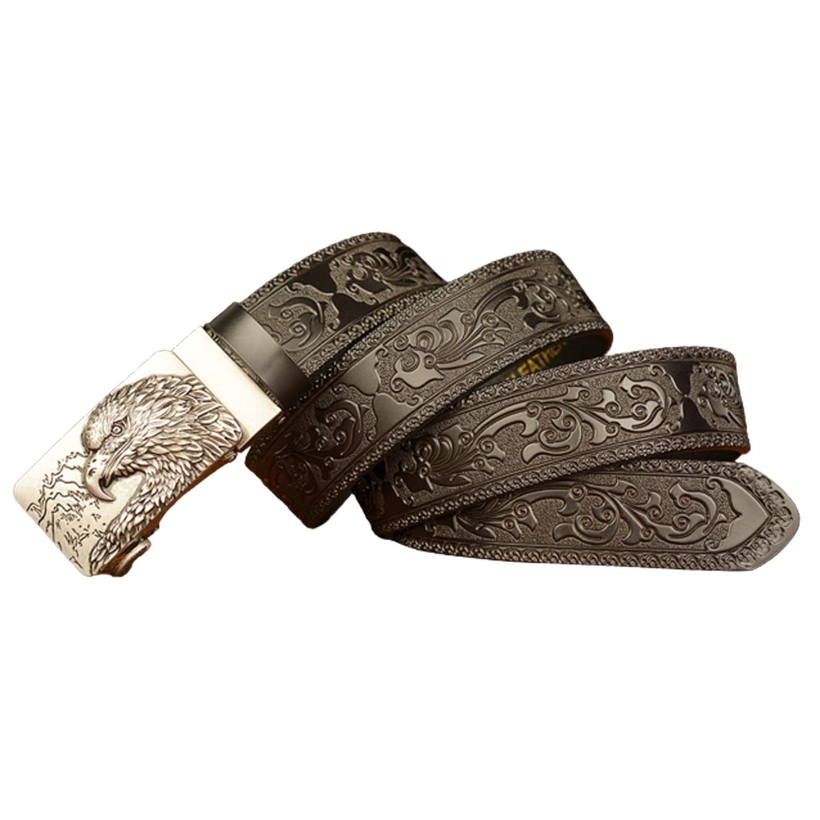 BDAYEK Men's Belt Men's Belt, Embossed Leather 125Cm Waist 42-44 Inches