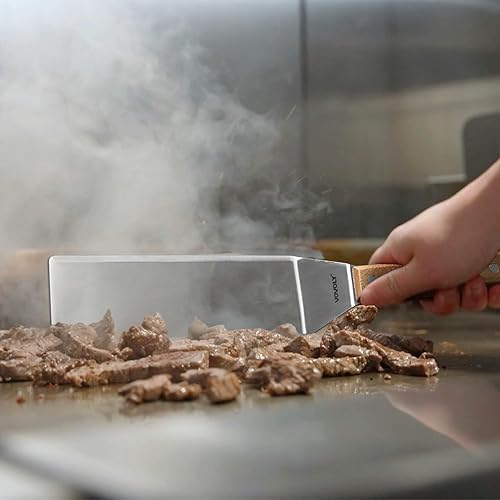 Miniatura 9 de Espátula de metal de acero inoxidable, espátula de plancha de 3 x 8 pulgadas de largo, raspador de hamburguesas  aleta para panqueques  espátula