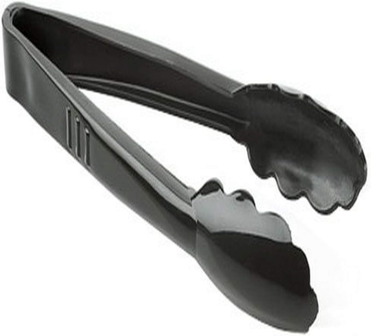 Fineline Settings Platter Pleasers Black 7" Scalloped Heavy Duty Tongs 24 Pieces