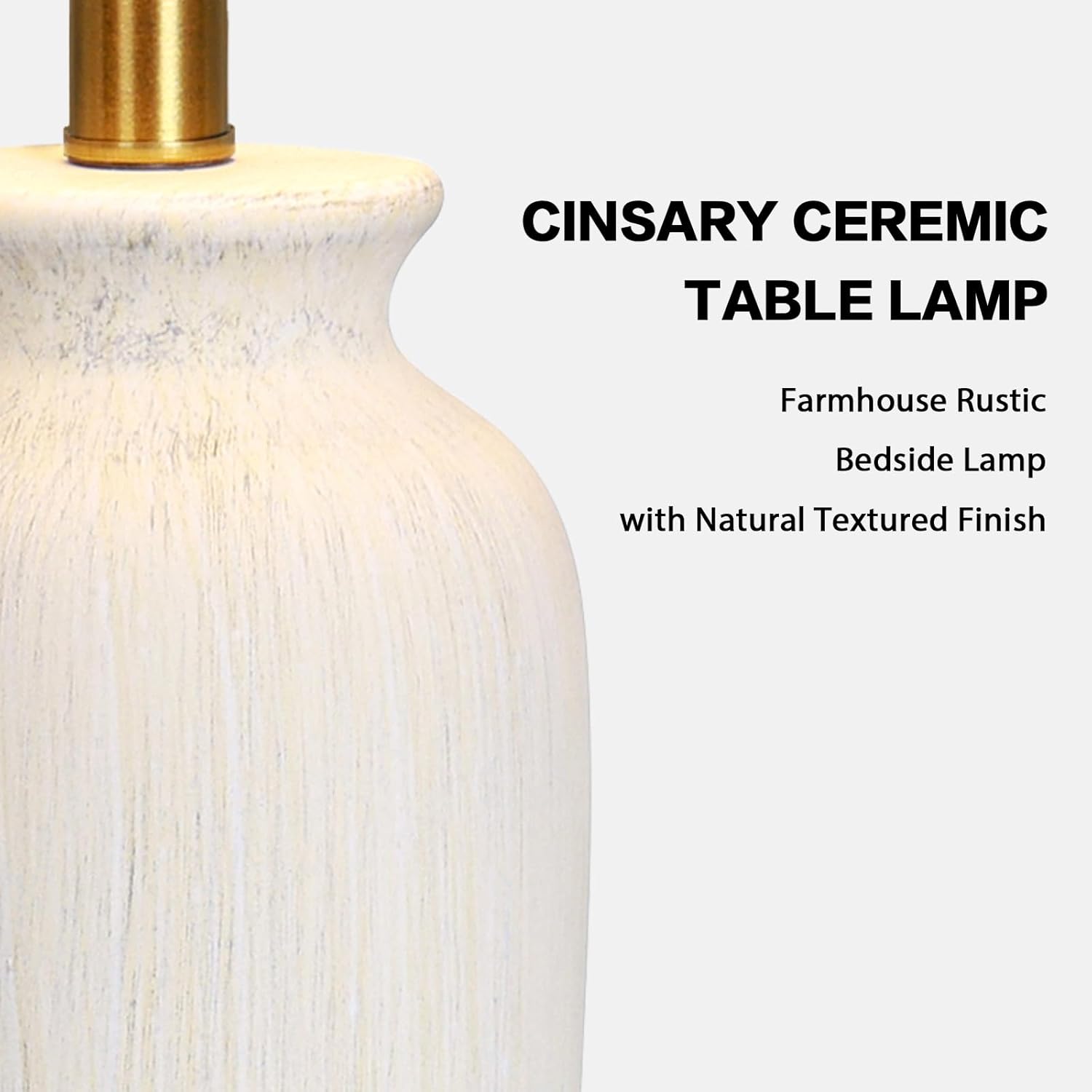 CINSARY 24.5" Farmhouse Jar Ceramic Table Lamps Set of 2, Vintage Rustic Bedside Nightstand Lamps with 2 LED Bulbs, Beige Farmhouse Table Lamps for Living Room End Table Bedroom Country Cottage Decor