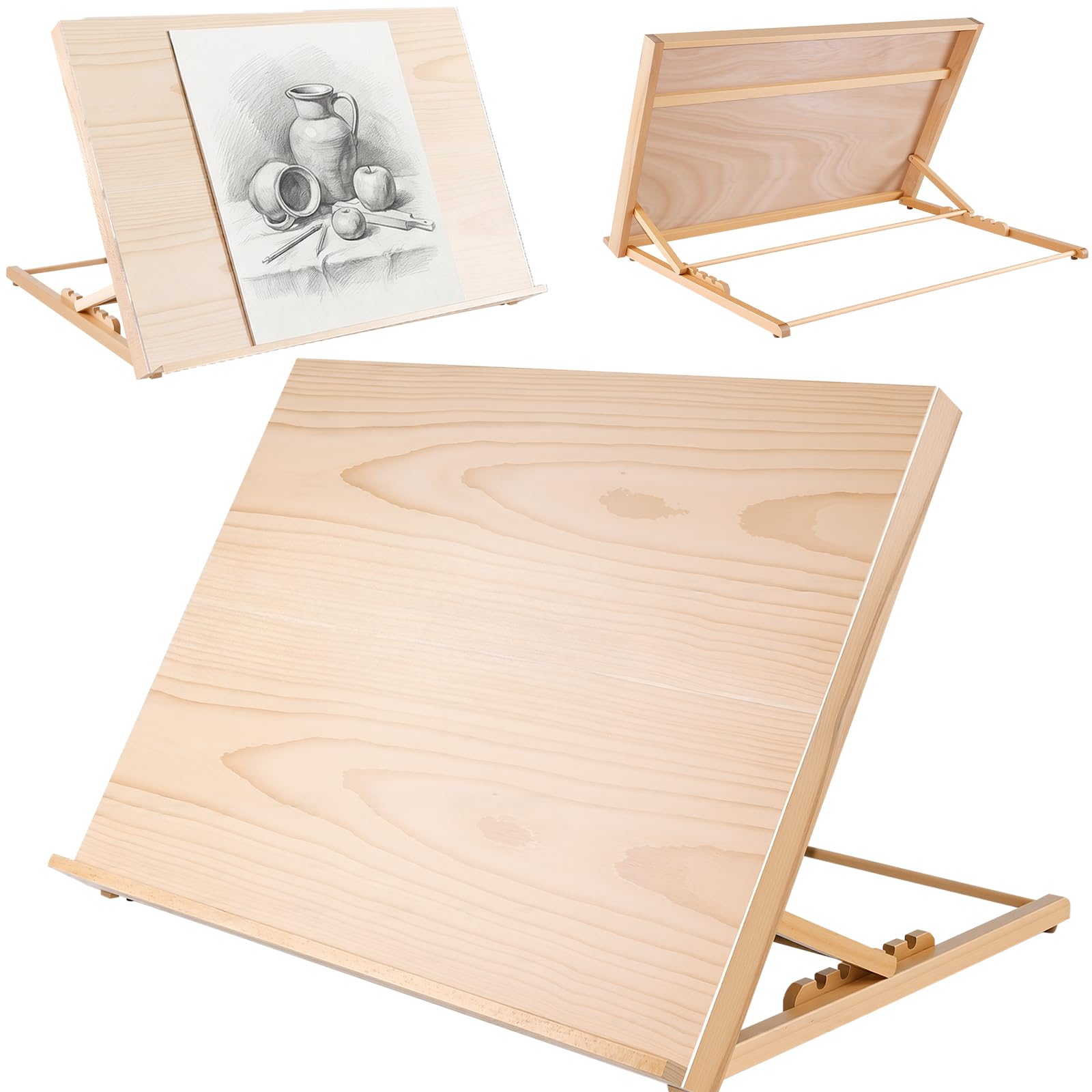 Caballete de mesa A2, 5 ángulos diferentes, estación de trabajo 65 x 51 cm de madera de haya, tabla de dibujo de arte, plegable, portátil, para pinturas y manualidades