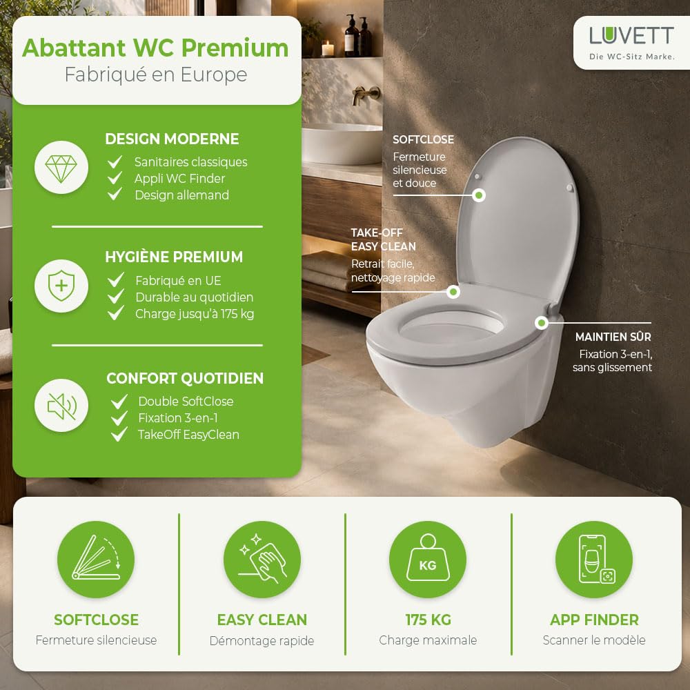 LUVETT C770 Abattant WC ovale Blanc