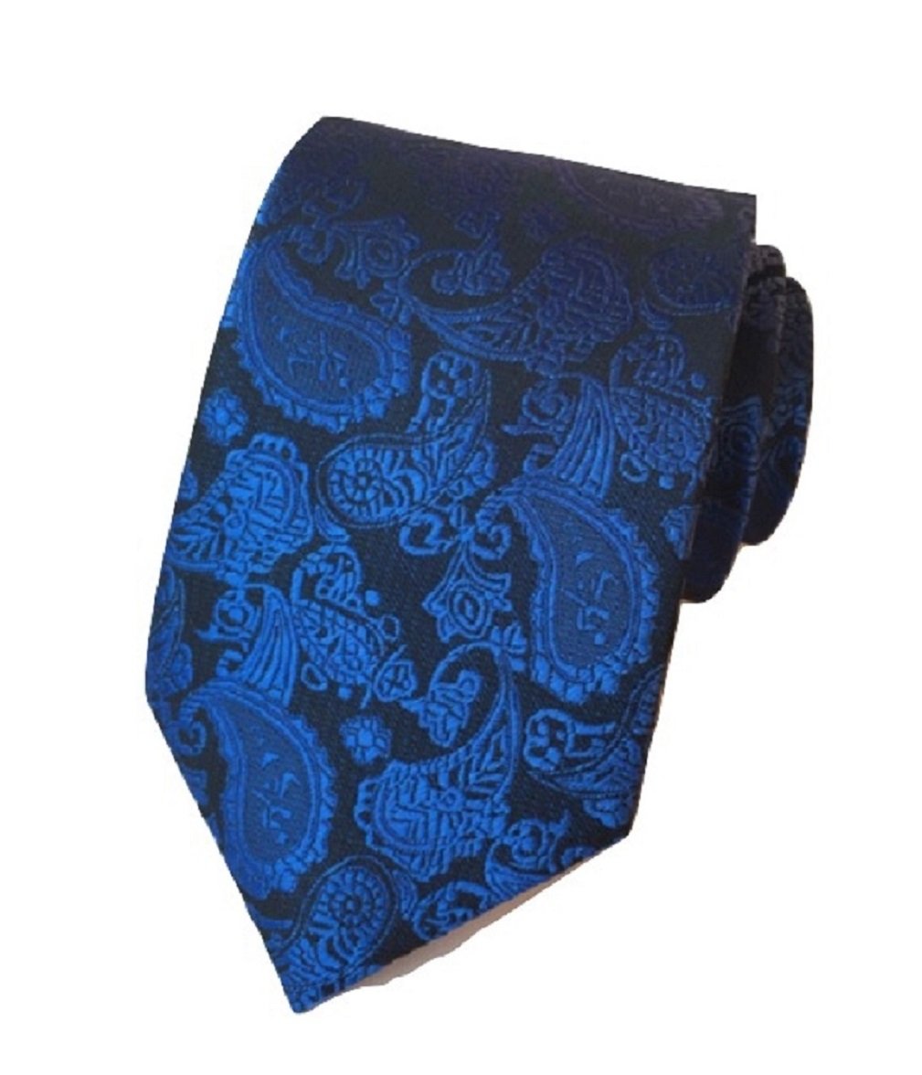 L&L® Premium Woven Paisley Jacquard Silk Tie Gift Wedding Event UK (Royal blue)