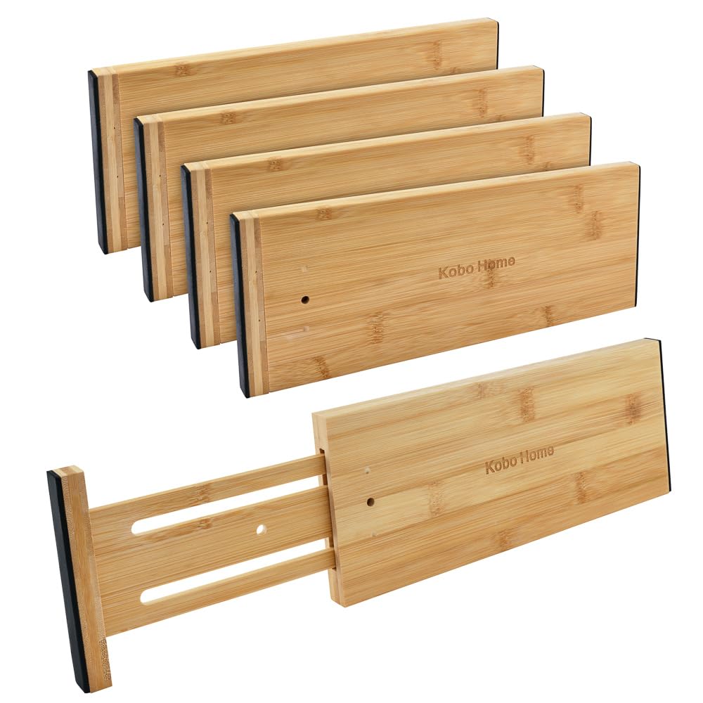 Kobo Home Premium Adjustable Bamboo Drawer Dividers