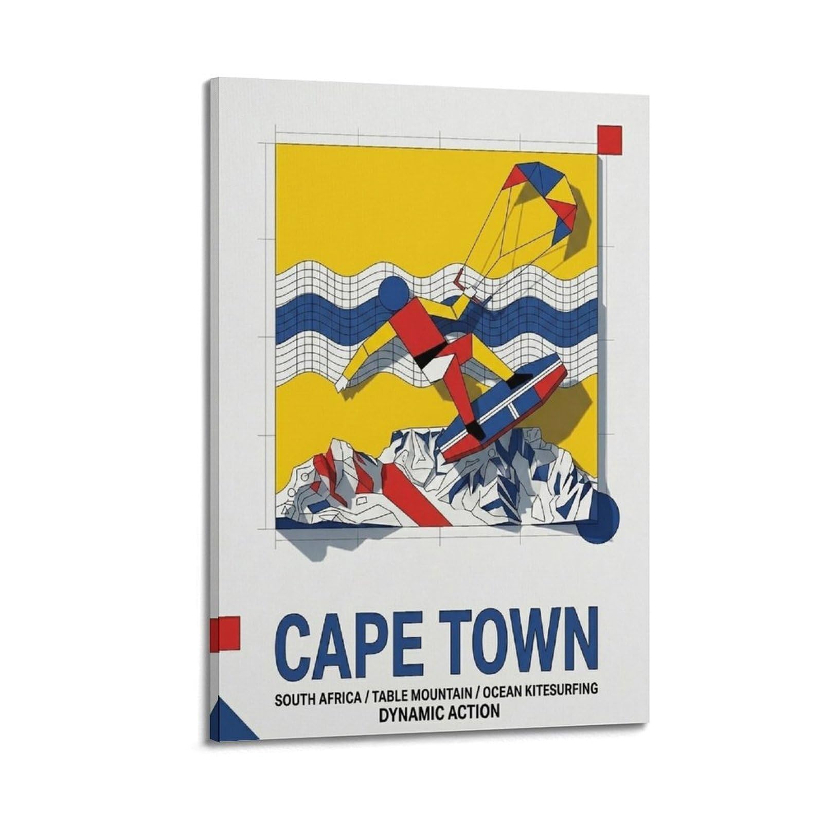 OKAHYS Travel Poster South Africa Cape Town Kitesurfing Modern Decorative Canvas Prints - Ideal Wall Art for Family, Man Cave, Game Room, Boys & Girls Bedroom 20x30inch(50x75cm)