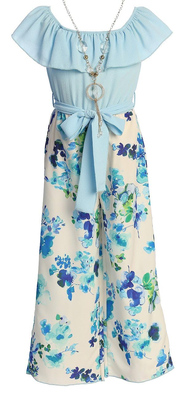 Ärmelloser Jumpsuit für kleine Mädchen, entspannter Schnitt, Chiffon-Gürtel, floraler Strampler
