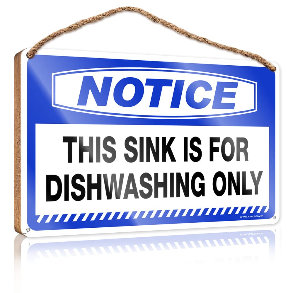 HELIOFORGE Wood Plaque Sign Notice This Sink Is For Dishwashing Only Wooden Sign(23X35CM)