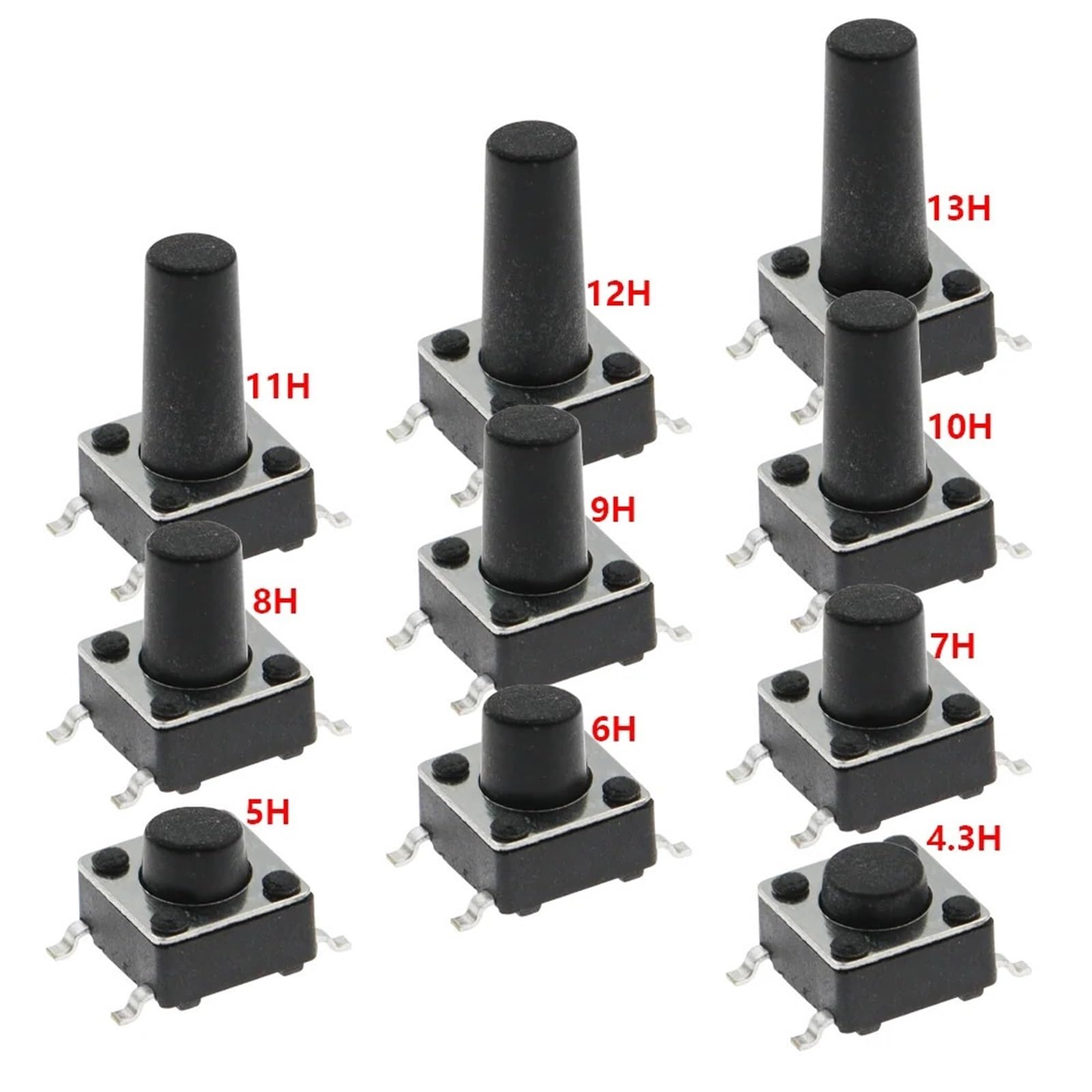 Przełącznik 20 sztuk SMD 6 * 6 * 4,3 mm 5/6/7/8/9/10/11/12/13/14/17 6X6 4-pinowy przycisk dotykowy Micro przełącznik automatyczne przełączniki resetowania (6x6x4.3mm)