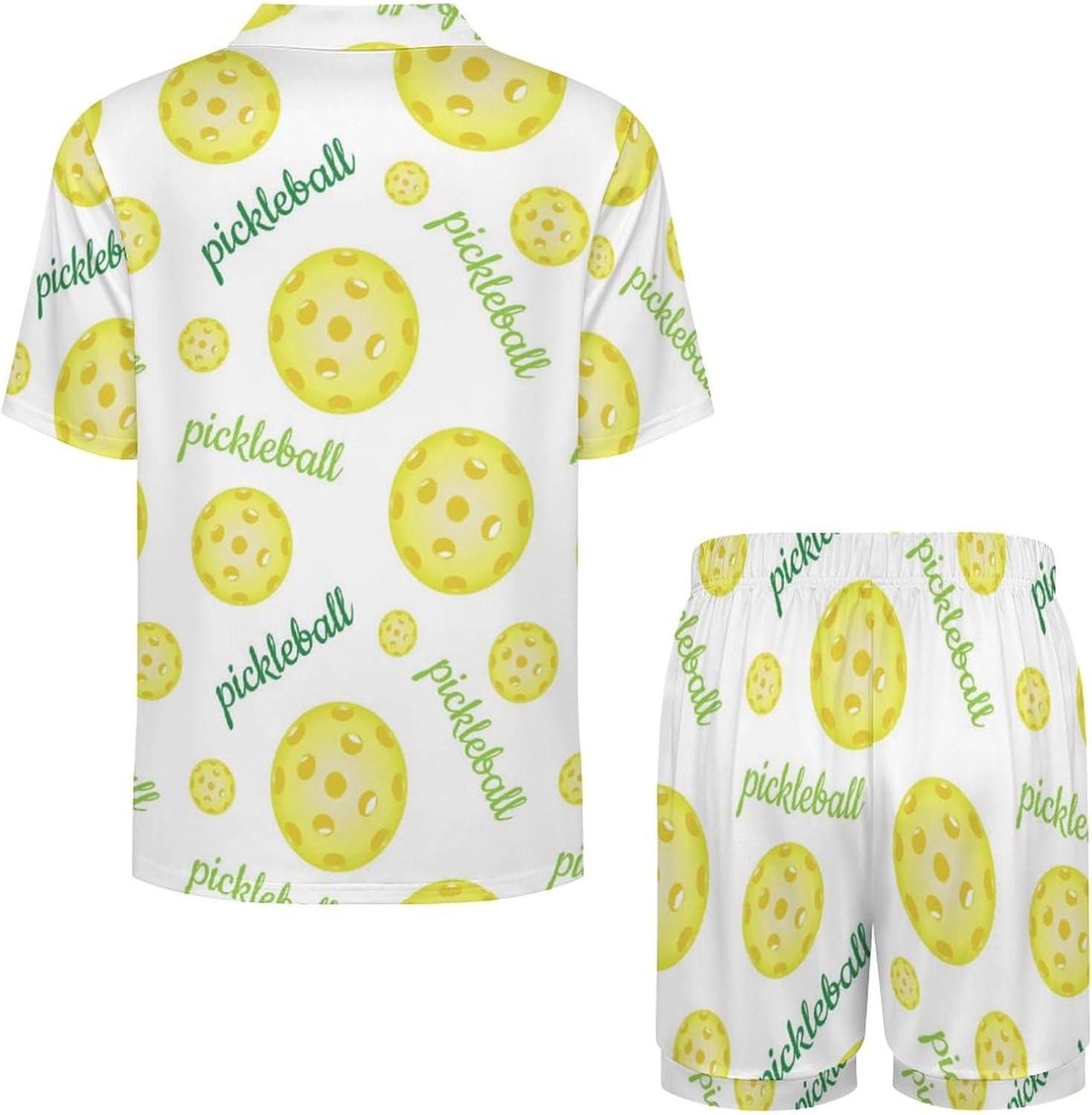 Bright Yellow Pickleball Balls Women Pajama Set Short Sleeve Comfy Pjs Sets 2 Piece Lounge Set - Image 4