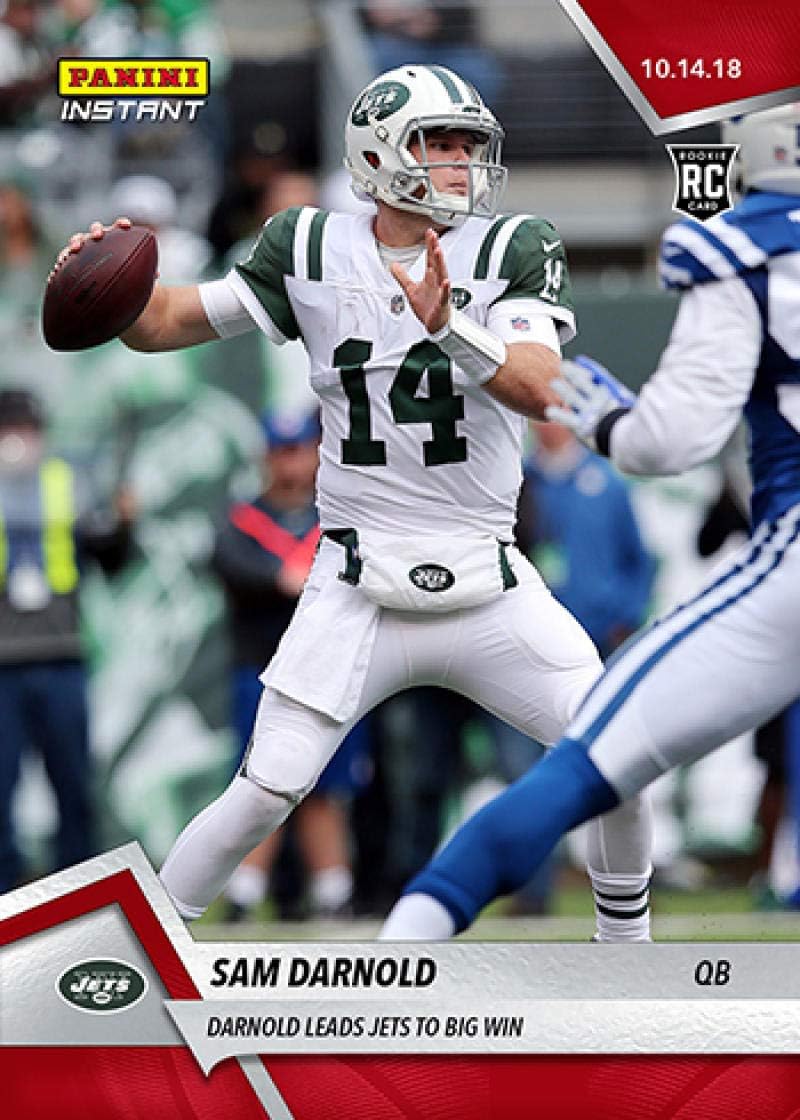 2018 Panini Instant NFL Football #62 Sam Darnold New York Jets RC Rookie Leads Jets to Big Win Print Run 62