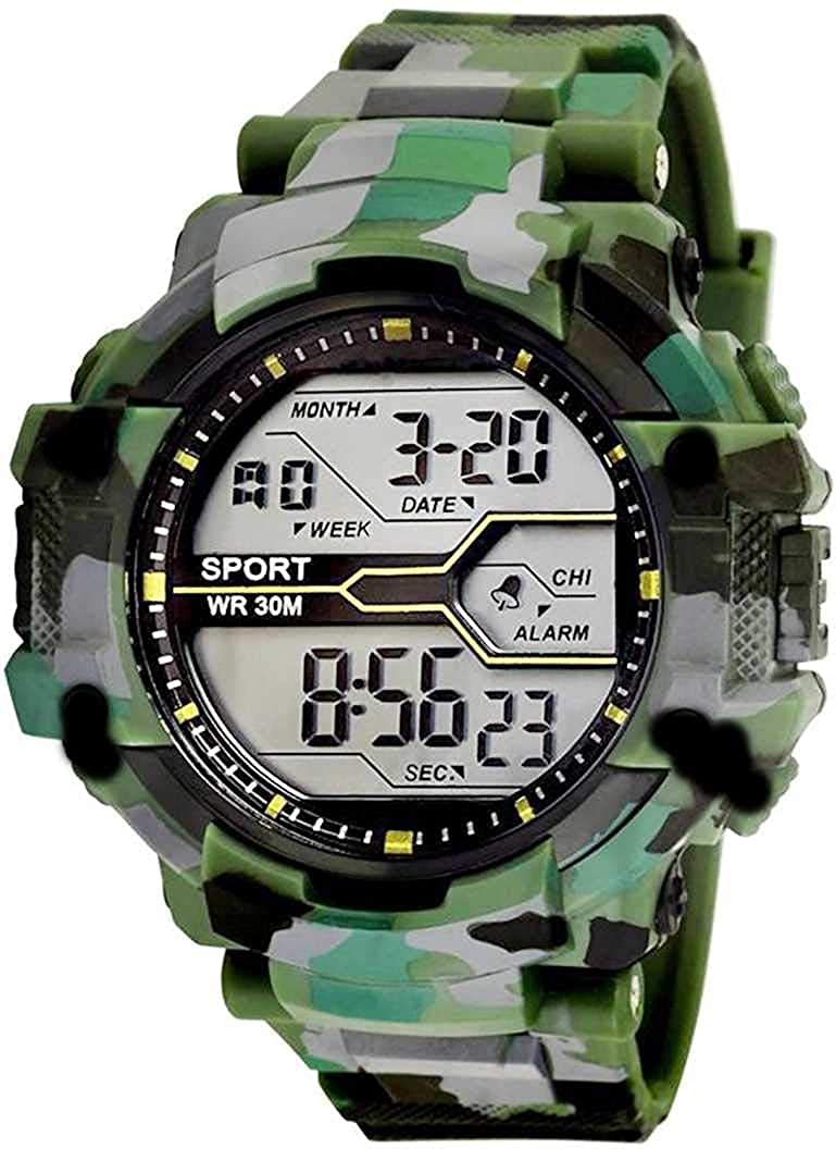 SELLORIASports Digital Boy's Watch (Green Dial Green Colored Strap)
