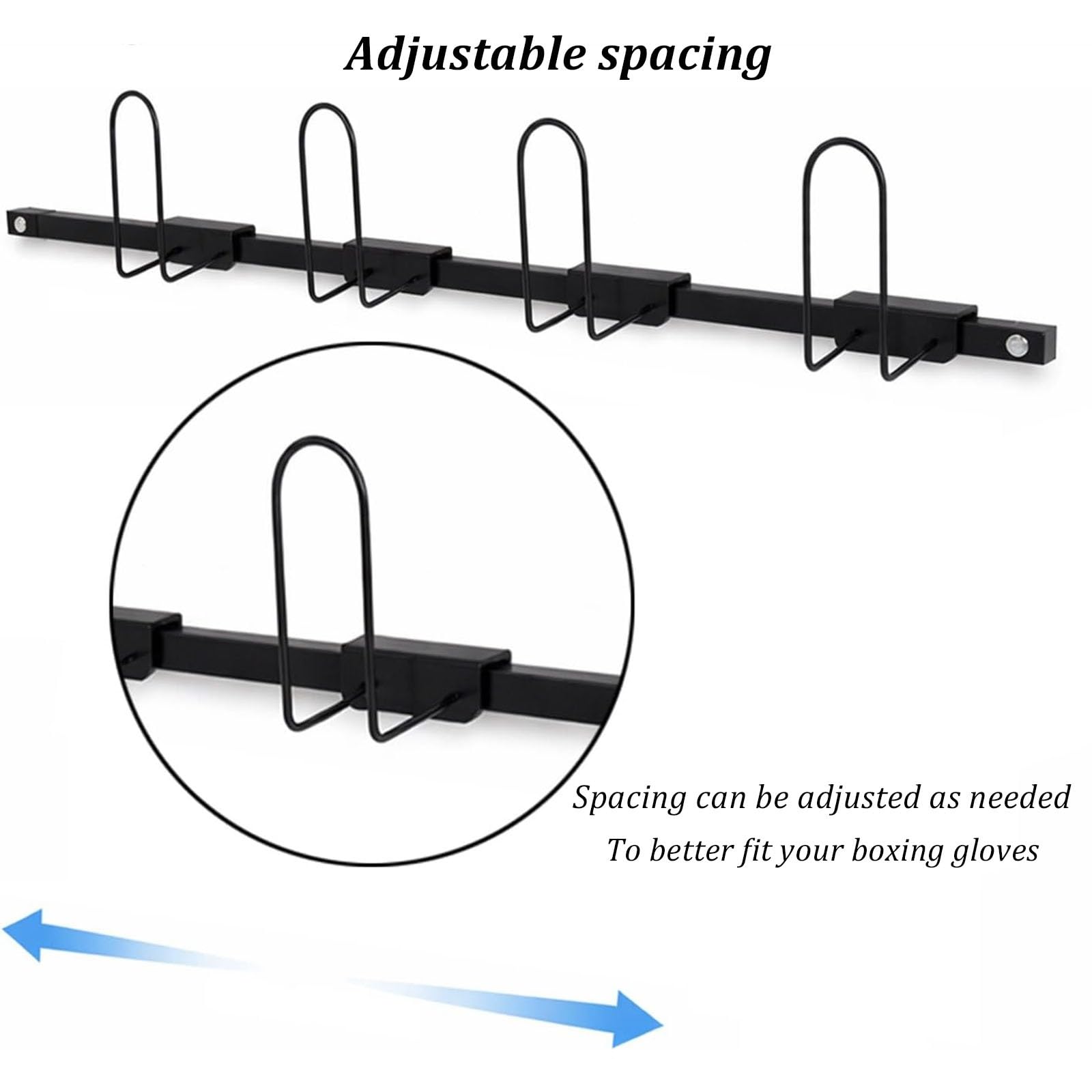 Soporte de pared para guantes de boxeo (capacidad para 2 o 3 pares) | Fabricado en acero; ideal para gimnasios, uso doméstico o tiendas(Black,2)