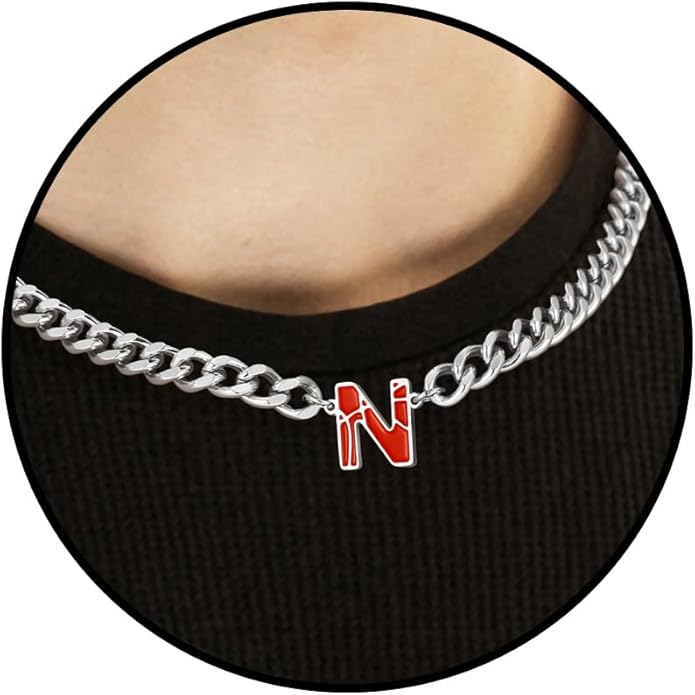Basketball Necklaces for Boys Stainless Steel Initial Necklace with Letter A-Z 6.5mm Cuban Chain Adjustable Gifts for Men Boys 16+2 Inches