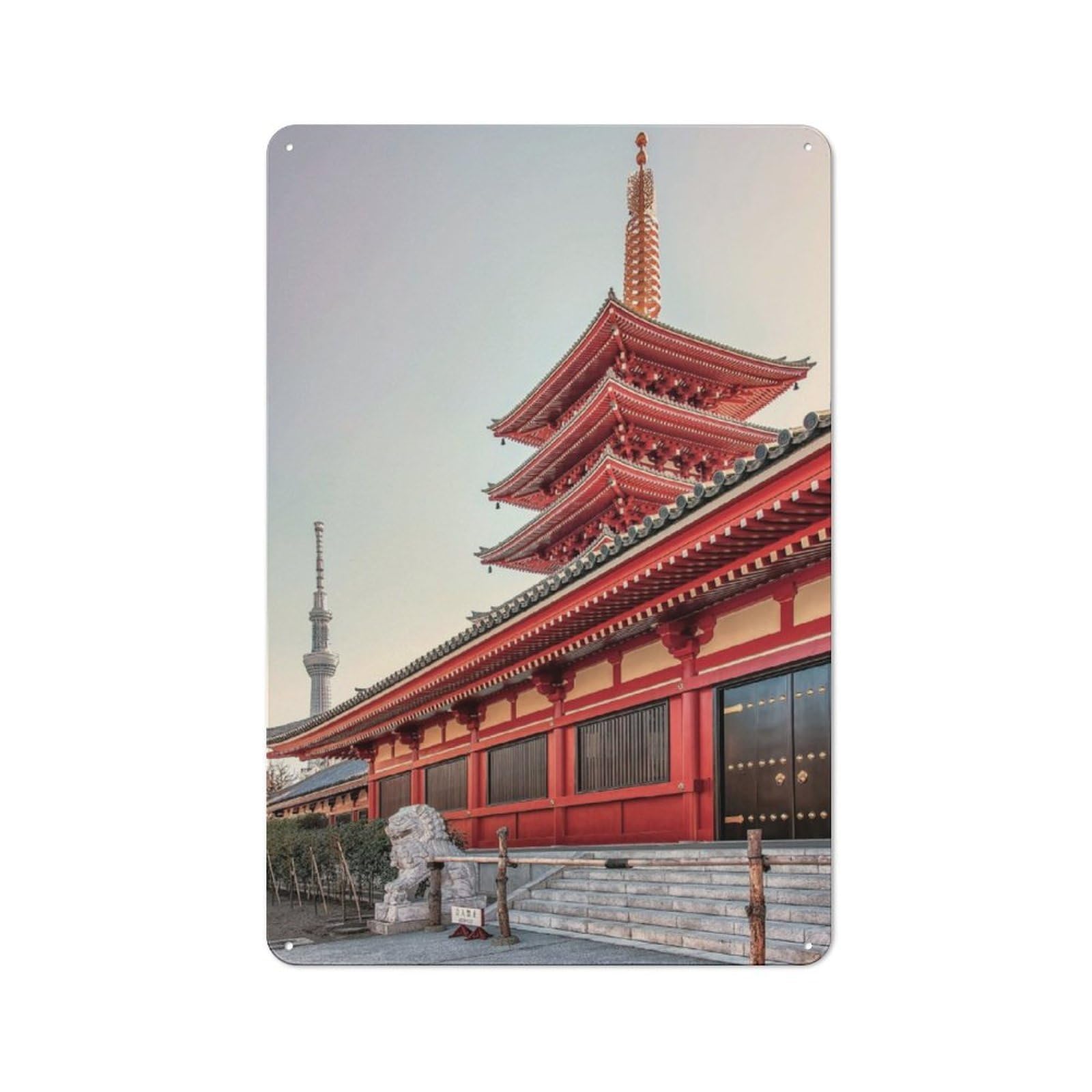 Junmoney Tokyo Architecture Kitchen Metal Sign With Design 30X20cm, Cosy Kitchen Wall Decor For Coffee Bar, Kitchen, Bistro Or Tea Corner