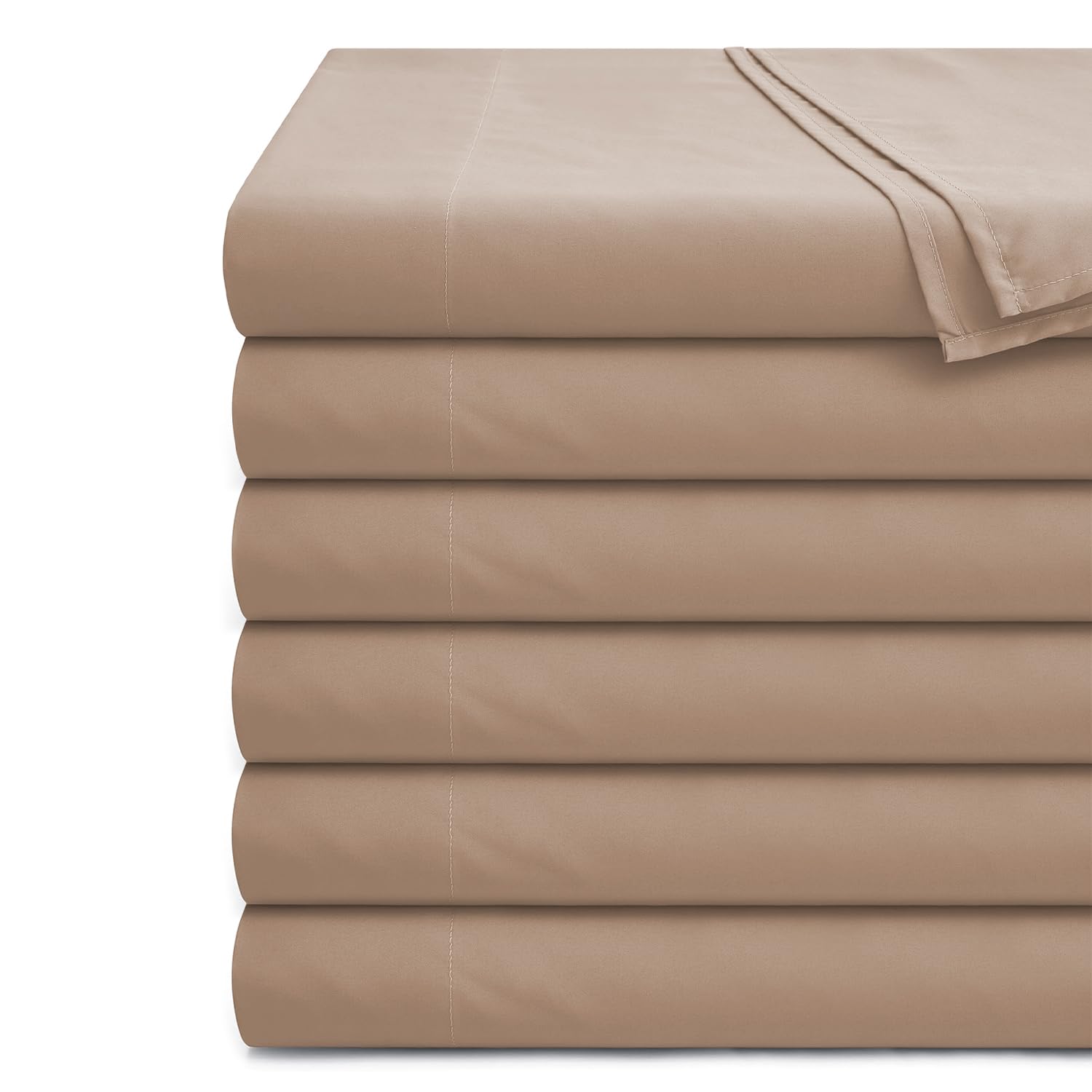 Hafaa Flat Sheet 100% Egyptian Cotton Bed Sheets 200 Thread Count Super Soft & Breathable Hotel Quality Bed Sheet - Wrinkle & Shrinkage Resistant (Beige, Single 6 Pack) โ image 1