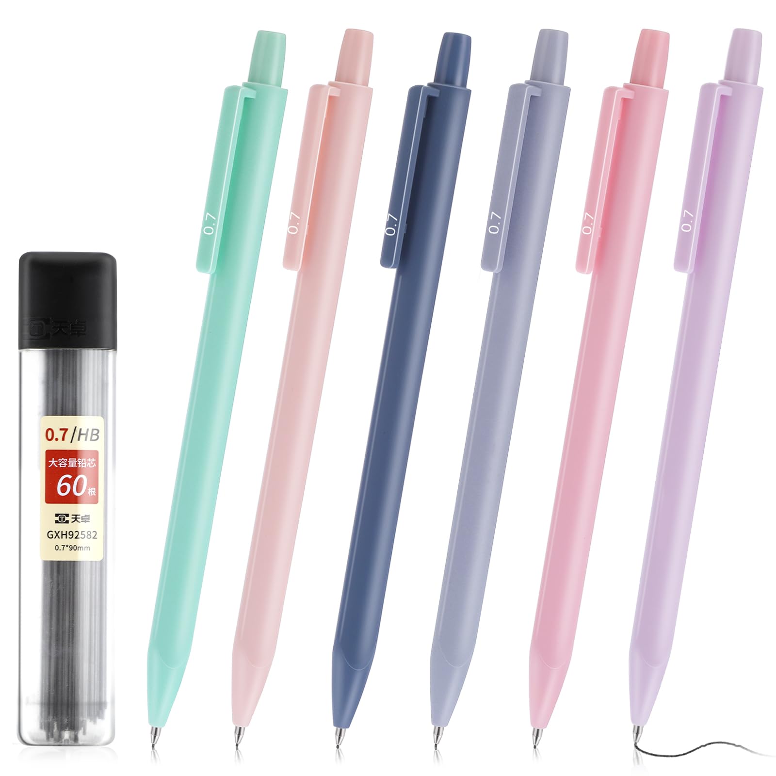 Jeffdad 6 PCS Pastel Mechanical Pencil Set, 0.7mm Cute Mechanical Pencils Aesthetic Artist Pencil Colored Mechanical Pencils for Drawing & Writing for School or Office Supplies