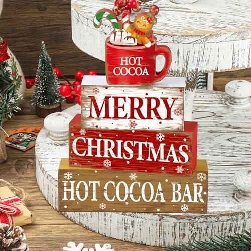 Décoration de table de Noël rustique bois cacao chaud centre de table étagère - 8