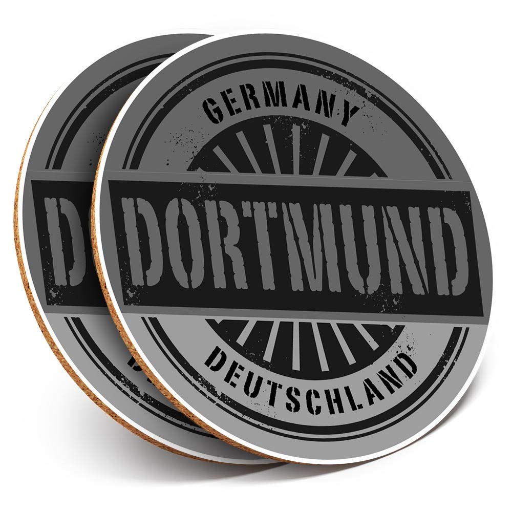 Destination Vinyl Ltd Multicolor 2 X Round Coasters - Dortmund Germany Deutschland - Cork Backed Home Kitchen Accessory Tea Coffee Mug Mat #40503