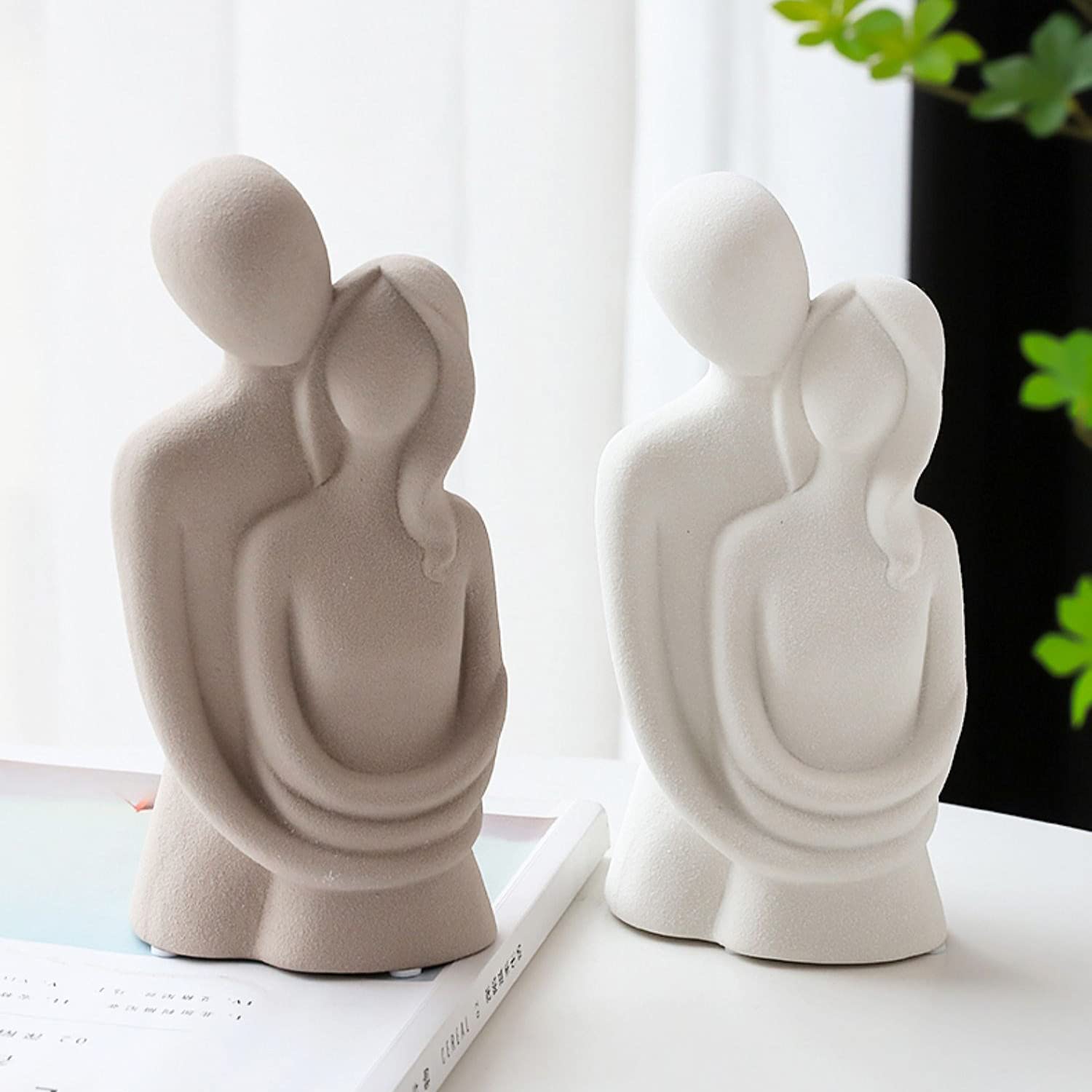 HYFAN Love Statue Hugging Couple Ceramic Decor Romantic Ornament Figurine Gift Meaningful Sculpture for Bedroom Home Office Shelf Desktop Decoration White product thumbnail 7
