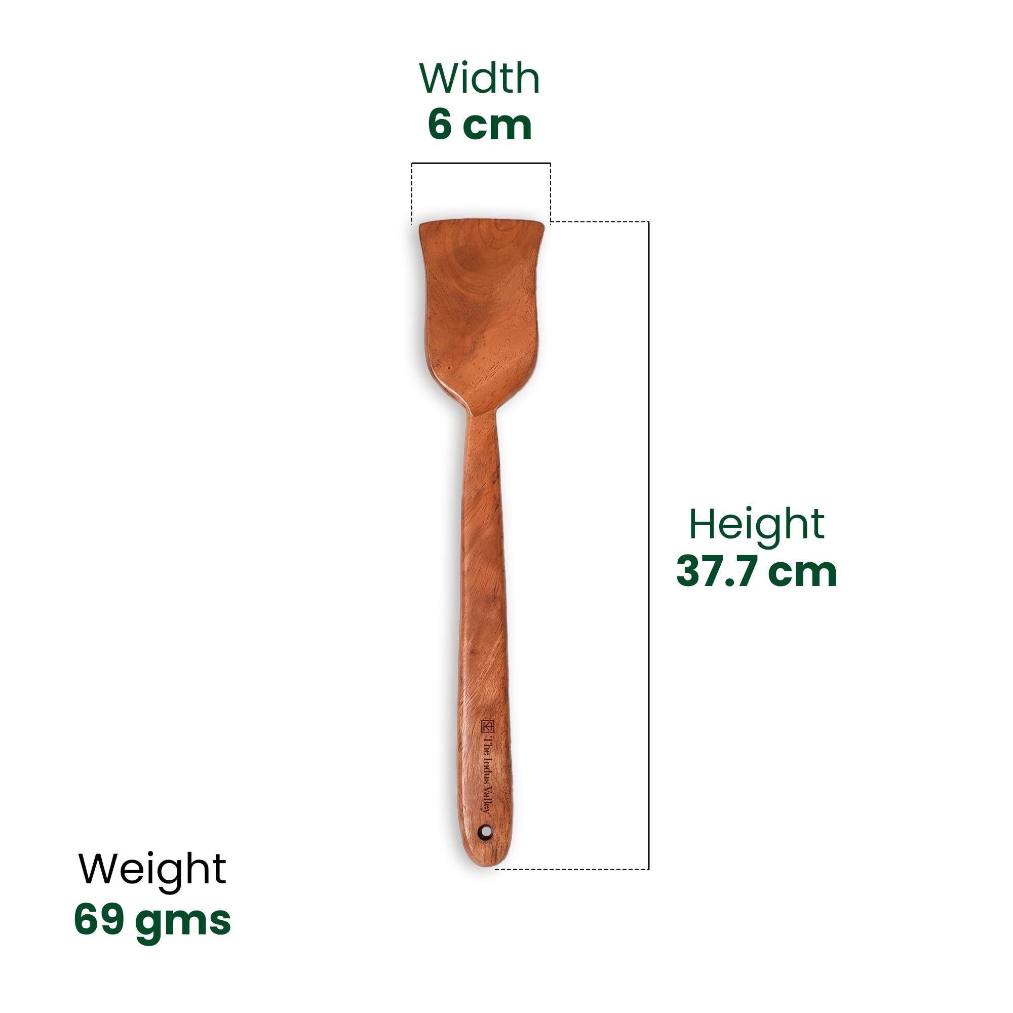 The Indus Valley Neem Wood Compact Flip/Spatula/Ladle for Cooking Dosa/Roti/Chapati | Kitchen Tools | No Harmful Polish | Naturally Non-Stick | Handmade (Set of 7), 30 Centimeter 4