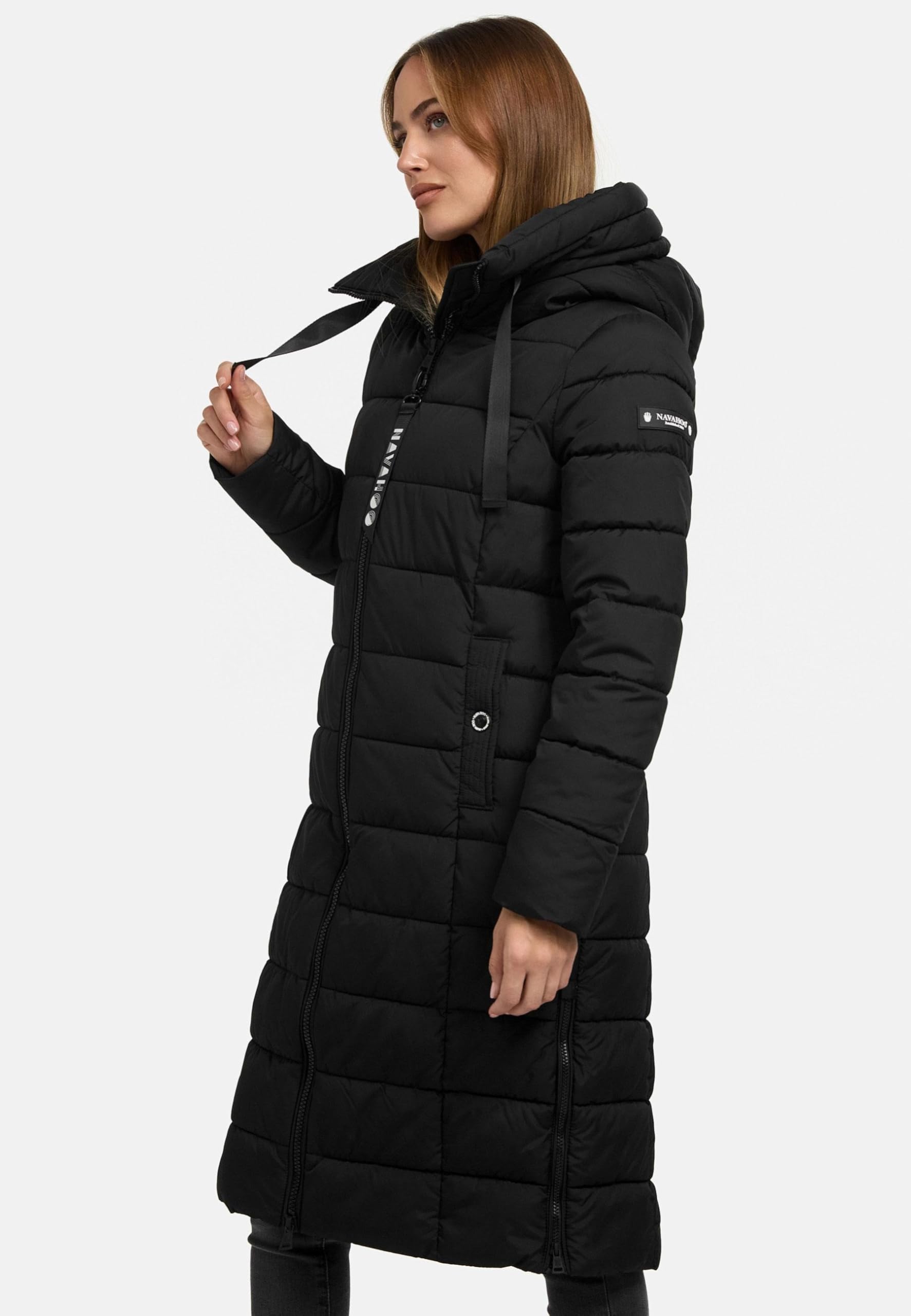 Navahoo Damen Winterjacke (XS-3XL) - Wind- & Wasserabweisend, große Kapuze, seitliche Gehschlitze, Steppmantel, Warme Jacke Frauen - N036