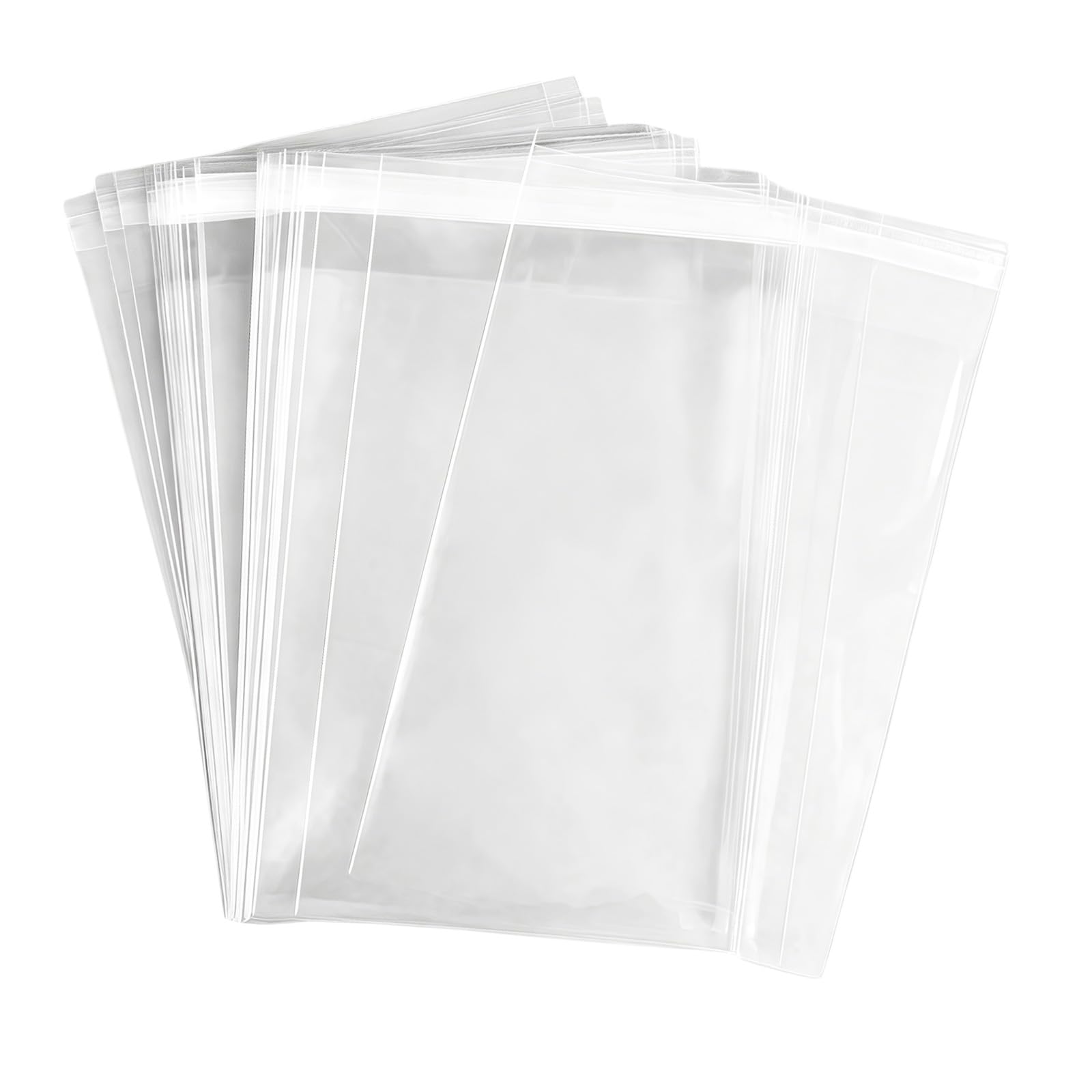 Upstore Clear 100Pcs 11.8X15.7inch/30X40cm Plastic 1.2Mil Self-Adhesive Resealable Cello/Gift Wrapper For Food Storage, Snacks, Bakery, Candles, Cookies
