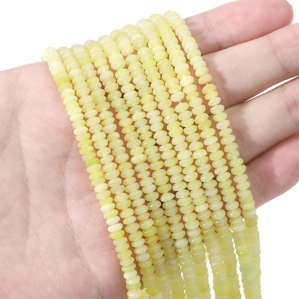 Natural Lemon Jade Disk Stone Beads 4x2mm 160pcs Rondelle Loose Semi Gemstone Beads for Jewelry Making Design - Image 2