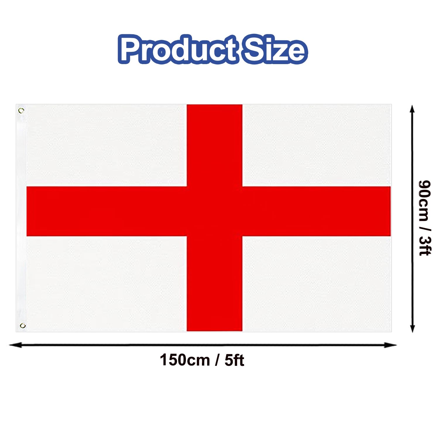 England-Flagge, St. George‘s Cross – 2 Stück, Mit Messingösen, Für Partys & Sportevents!