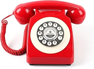 Voice Recording Audio Guest Book – Guest Book Phone for Weddings, Bridal Showers, Anniversaries | Retro Telephone Voice Recorder | USB Rechargeable Memory Phone | Unique Wedding Gift (Red)