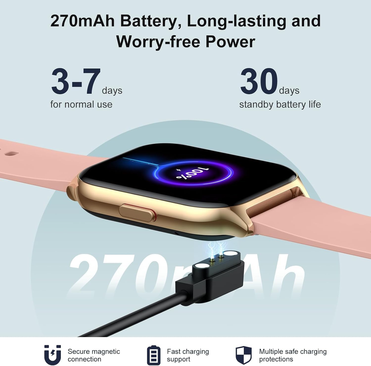 Smart Watch for Men Women, 2.01" HD Display Fitness Tracker with 107+ Sports Heart Rate Blood Pressure Blood Oxygen Sleep Monitor, IP68 Waterproof Smartwatch Compatible with Android iOS Phone (Pink)