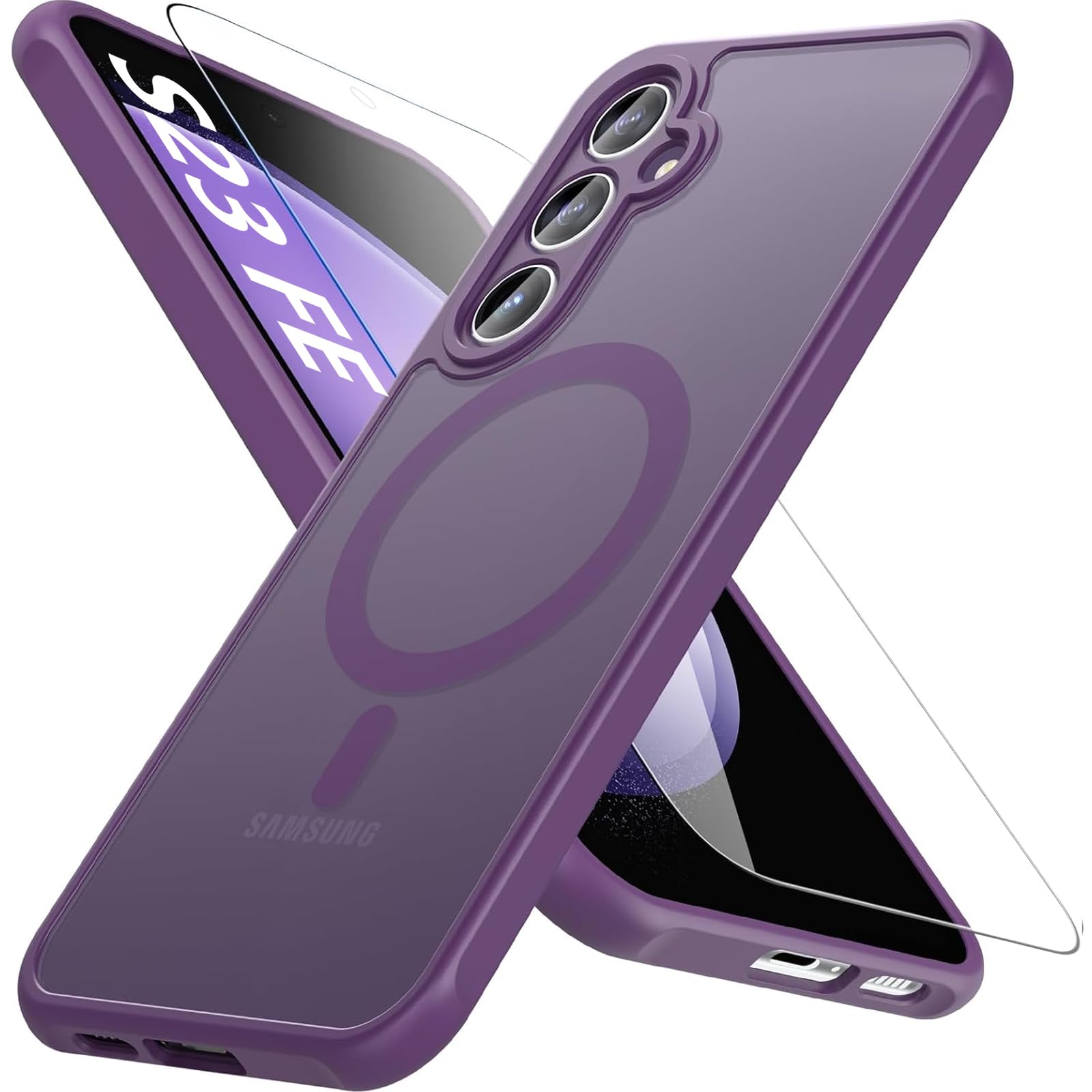 For Samsung Galaxy S23 FE Case 6.4'',Magnetic Galaxy S23 FE Case for Magsafe with Screen Protector [Military-Grade Protection]Shockproof Phone Case