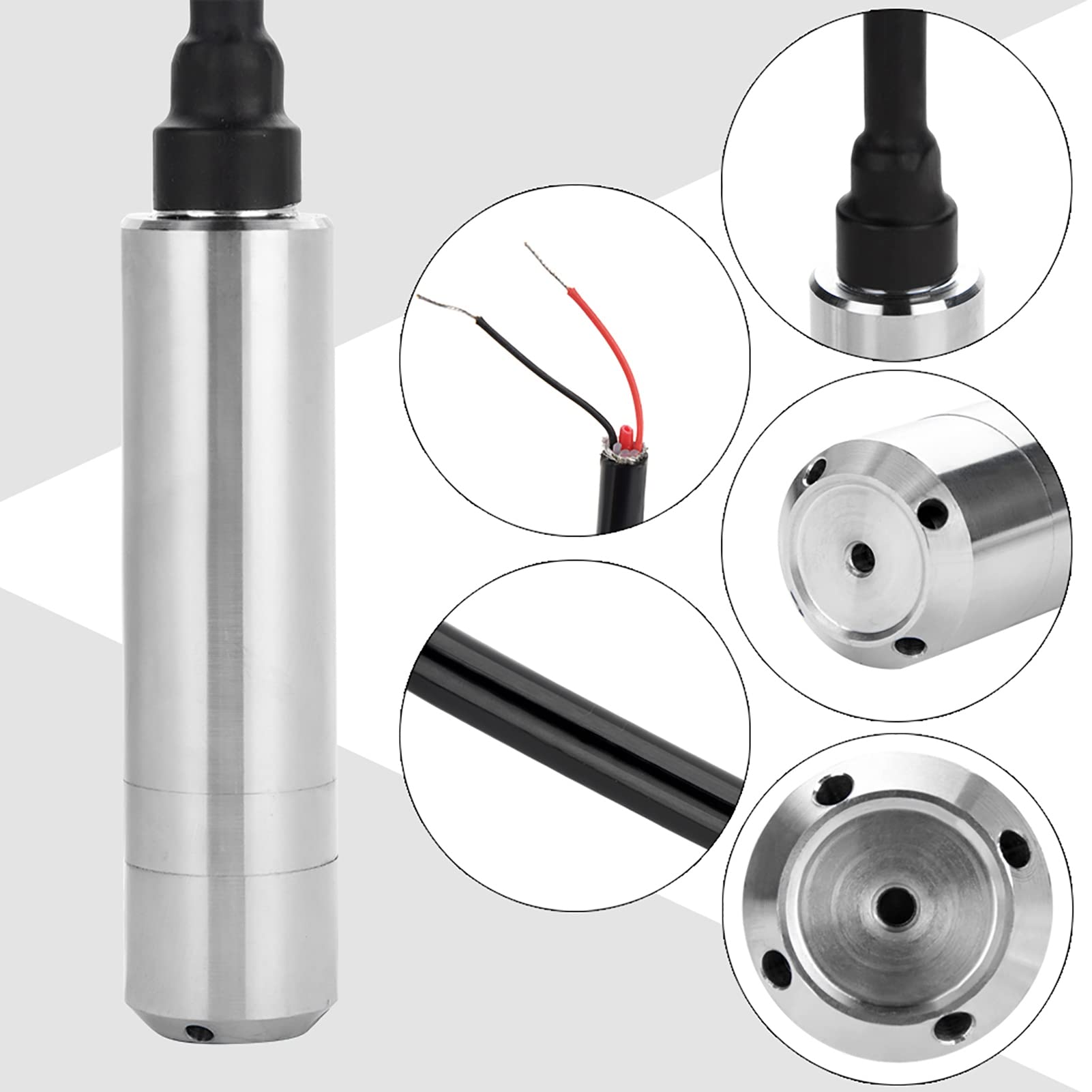 Trasmettitore Sensore di Livello Acqua Liquido 24 V 4-20 mA DC-24V per Rilevamento di Profondità di Campo 0-5 m, Campo di Misurazione 0-5 m