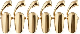 6Pcs Gold Alloy Finger Nail Rings Metal Finger Tip Opening Rings Nail Cap Cover Ring Nail Art Decoration Nail Protect Ring for Women
